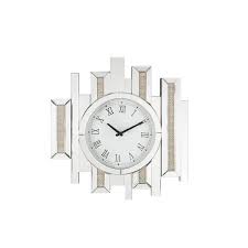 Acme Lavina Wall Clock Mirrored Faux Diamonds