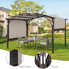 10 ft w x 8 ft d metal pergola with