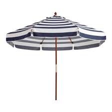 Navy White Striped Scalloped Umbrella