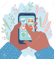Vector Cartoon Illustration Of Hands With Smartphones With Apps On Screen.  Online Shopping, Mobile Payment, Pay With Smartphone, Shopping Basket  Modern Concepts For Web Banners, Web Sites, Infographics. Royalty Free SVG,  Cliparts,