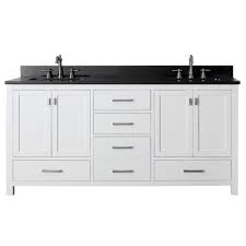 Buying bathroom vanity tops for your home. Avanity Modero 72 W X 22 D White Vanity And Absolute Black Granite Vanity Top With Rectangular Undermount Bowls At Menards