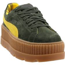 Easy, quick the world of sport is the focus of the fenty puma by rihanna selection: Puma Fenty By Rihanna Suede Cleated Creeper Platform Sneakers Yellow Womens Lace Up Sneakers