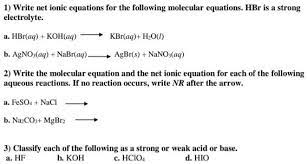 Molecular Equations Hbr
