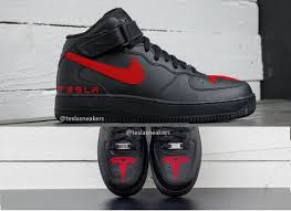 Tesla X Nike Air Force 1 Mid High Black Sneakers