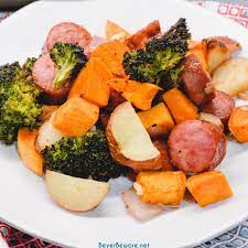 sheet pan smoked sausage potatoes and