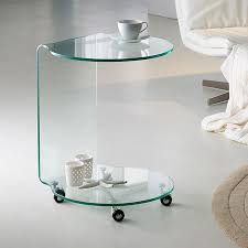 Round Side Table With Glass Wheels
