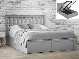 Grey Wooden Ottoman Bed Frame