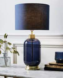 Navy Blue Glass Satin Base Table Lamp