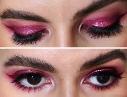 nye makeup hot pink glitter eyes