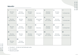 monthly workout chart pdf