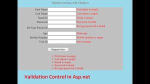 form validation in asp net validation