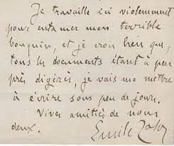 ZOLA : Lettre autographe d'Emile Zola à son ami Henry Céard à propos de la  préparation de La Débâcle : "Je travaille ici violemment pour entamer mon  terrible bouquin" - Signed book,