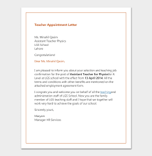 Teacher Appointment Letter 12 Sample Letters Formats