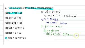 Find the product by suitable rearrangement:2×1768×50,4×166×25,8×291×125,625×279×16,285×5×60  - YouTube