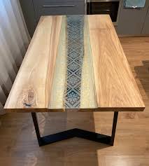 Oak Dining Table With Glass And Metal