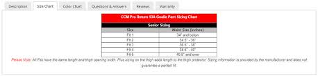 Ccm Pro Stock Sizing Pants Knee Pads The Goal Ie Net
