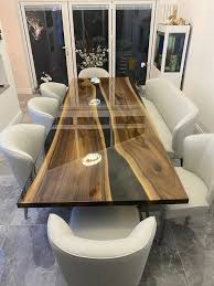 aria v bespoke grey resin dining table