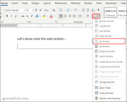 remove a horizontal line in microsoft word