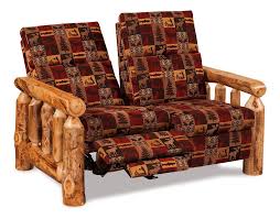 rustic log reclining love seat from