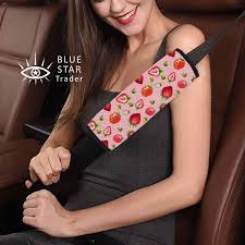 Pink Strawberries Car Seat Belt Covers