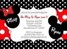 Mickey And Minnie Twin Birthday Invitations Party Ideas