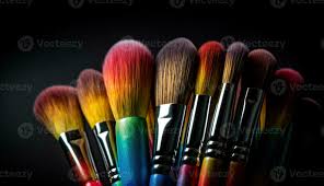 set of diffe colored makeup brushes