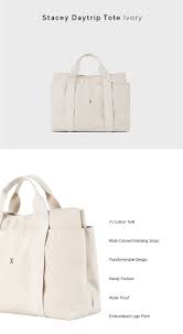 Stacey Daytrip Tote Canvas Ivory 3 Colors