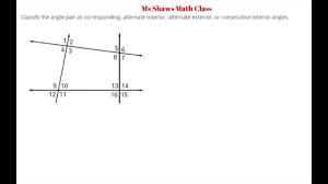 clify angle pairs as corresponding
