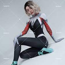 Gwen Stacy Cosplay Costume Into The Spider Verse Gwenom Spandex Fabric  Halloween news.donnu.ru