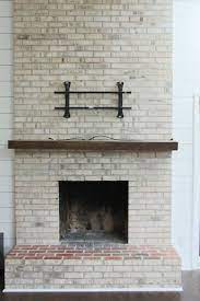 brick fireplace with milk paint