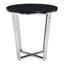 No18 Black Faux Marble Round Side Table