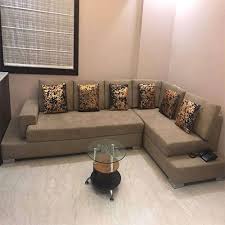 brown l shape sofa set