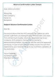 balance confirmation letter format