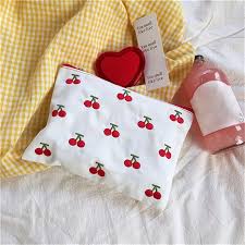 cherry print makeup bag cosmetic pouch