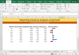 excel variance reports and charts