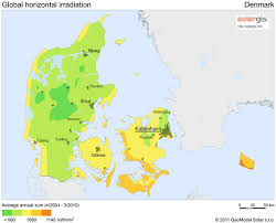 Solar Radiation Map Of Denmark Denmark Mappery