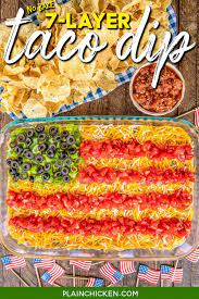7 layer taco dip in flag shape plain