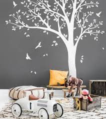 White Tree Wall Decals Nursery Large