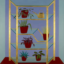 Brass And Glass Plant Stand Painting By
