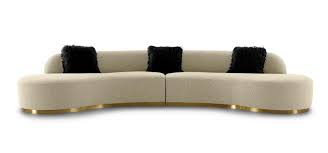 Glam Beige Fabric Curved Sectional Sofa