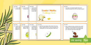 The maths genie key stage 2 sats revision page featuring past papers, video lessons, practice sats style questions and solutions arranged by topic. Year 4 Easter Maths Challenge Cards Ks2 Primary Resource