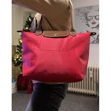 pliage leather handbag longch red in