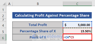 to calculate percene share in excel