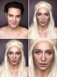 man transforms himself into any female