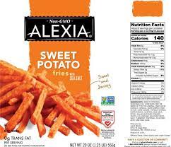 nutritional value in sweet potato fries