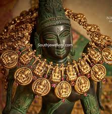22k gold antique lakshmi necklace
