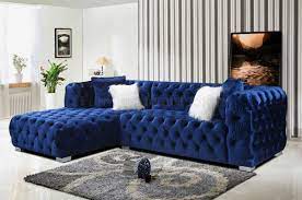 lcl 018 sectional sofa in navy blue velvet