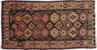 kilim handmade brown wool runner one