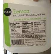 publix lemon flavored drink calories