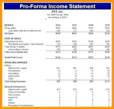 Projected Financial Statements Template Pro Income Statement